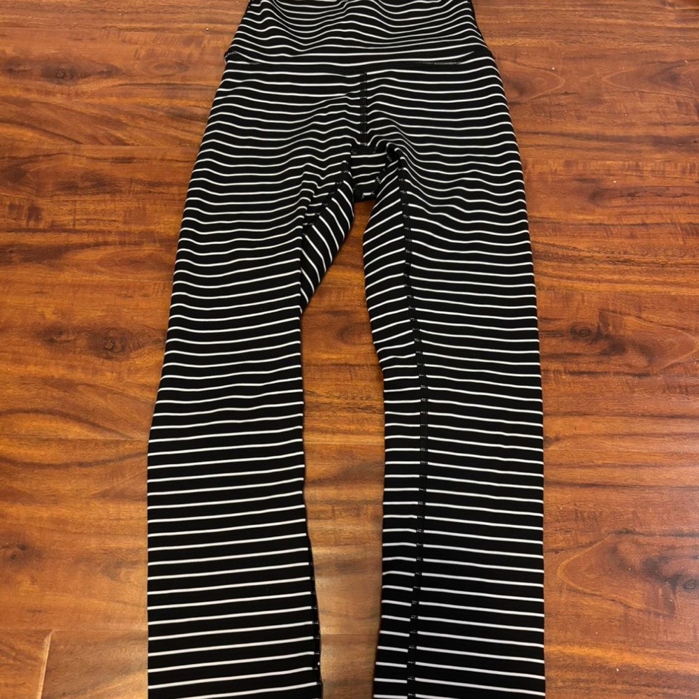Striped Black and White mid calf Legging